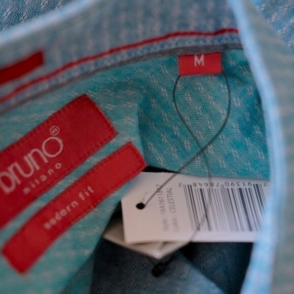 New! Bruno Milano Linen Men’s Button Down Short Sleeve Shirt - Picture 4 of 6